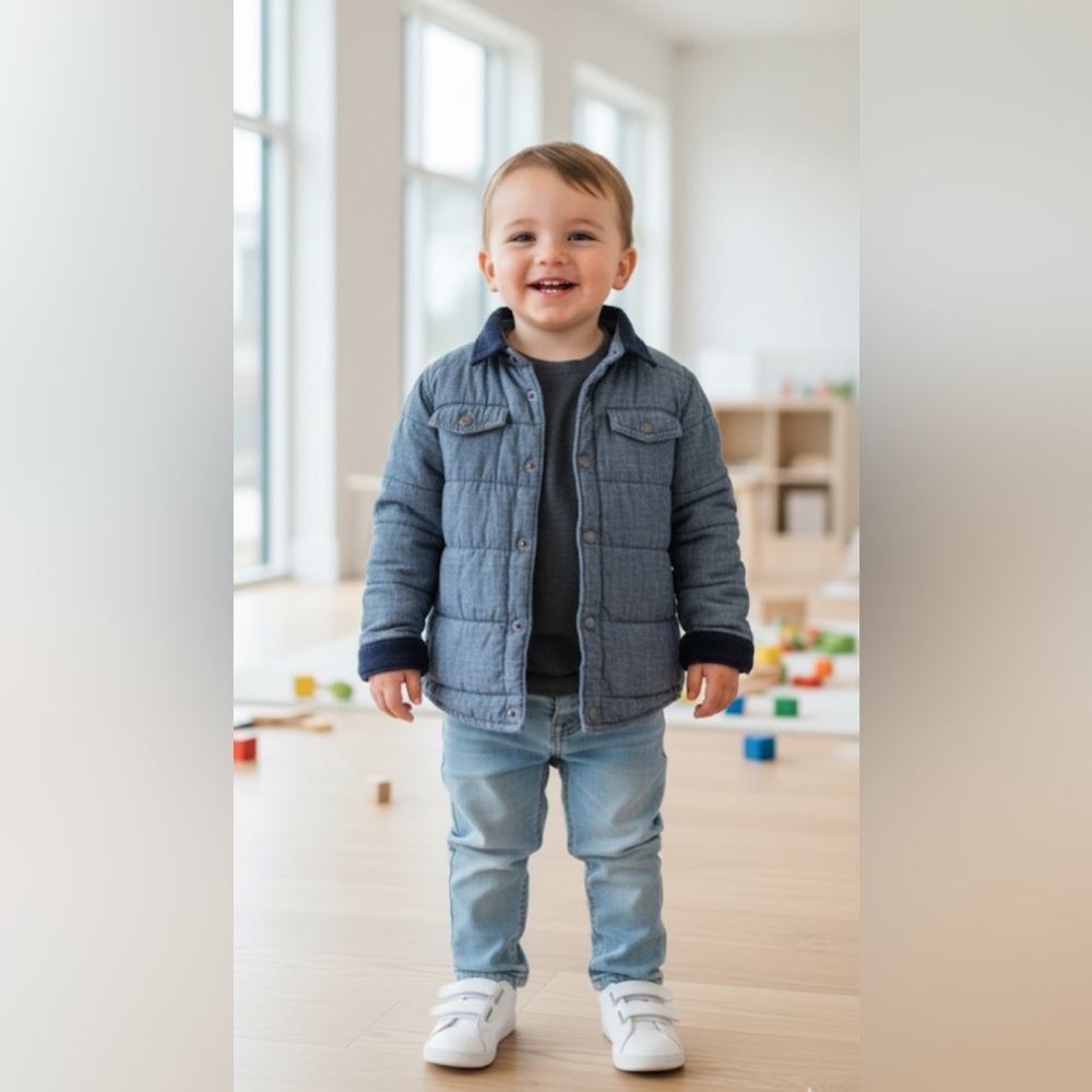 Koala Kids Blue Jean Jacket with Black Accents‎